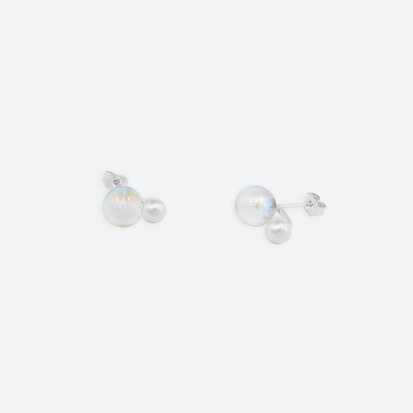 BOUCLES D'OREILLES DANS MA BULLE "DUO" AVEC PERLE METAL (2 MODÈLES)