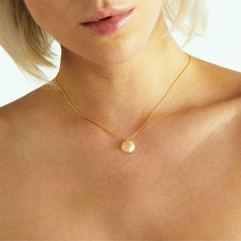 “BUBBLE” NECKLACE ONE PEARL (2 SIZES)