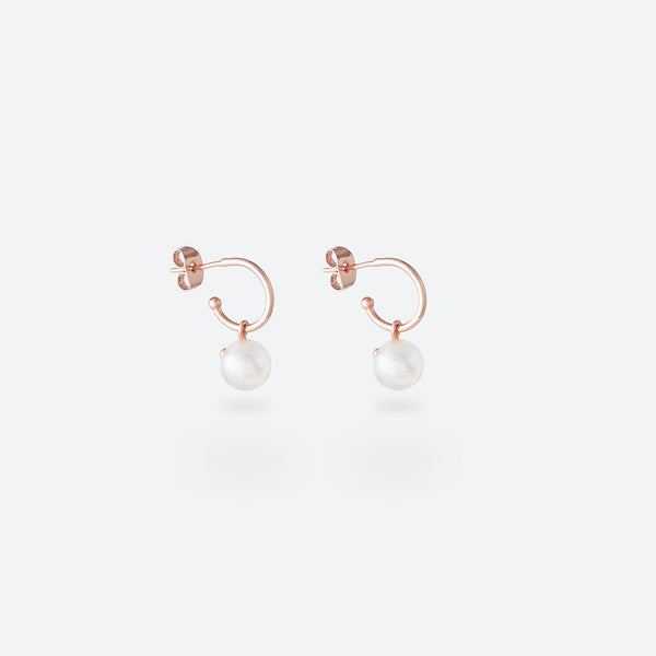 CRÉOLES BULLE UNE PERLE (2 TAILLES) - La Môme Bijou - boucle d'oreille boucles d'oreilles bulle creole DMB DMB24 earring earrings hoop hoops Palladium perle plaqué or rose rose gold plated