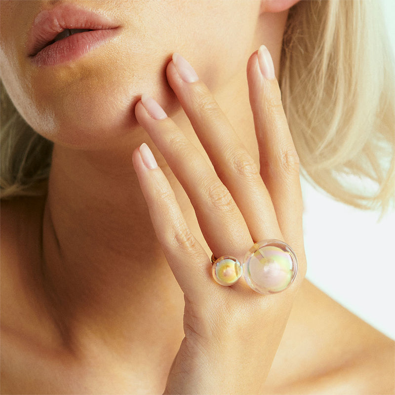 “DUO” 2 PEARL BUBBLE RING (3 MODELS)