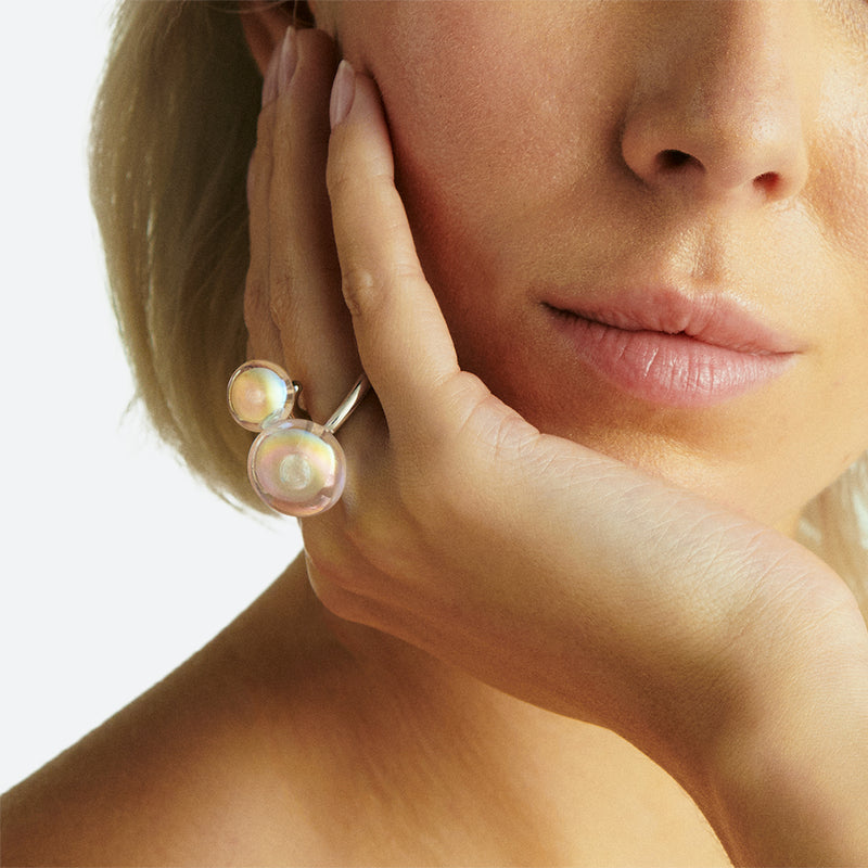 “TWIST” 2 PEARL BUBBLE RING (3 MODELS)